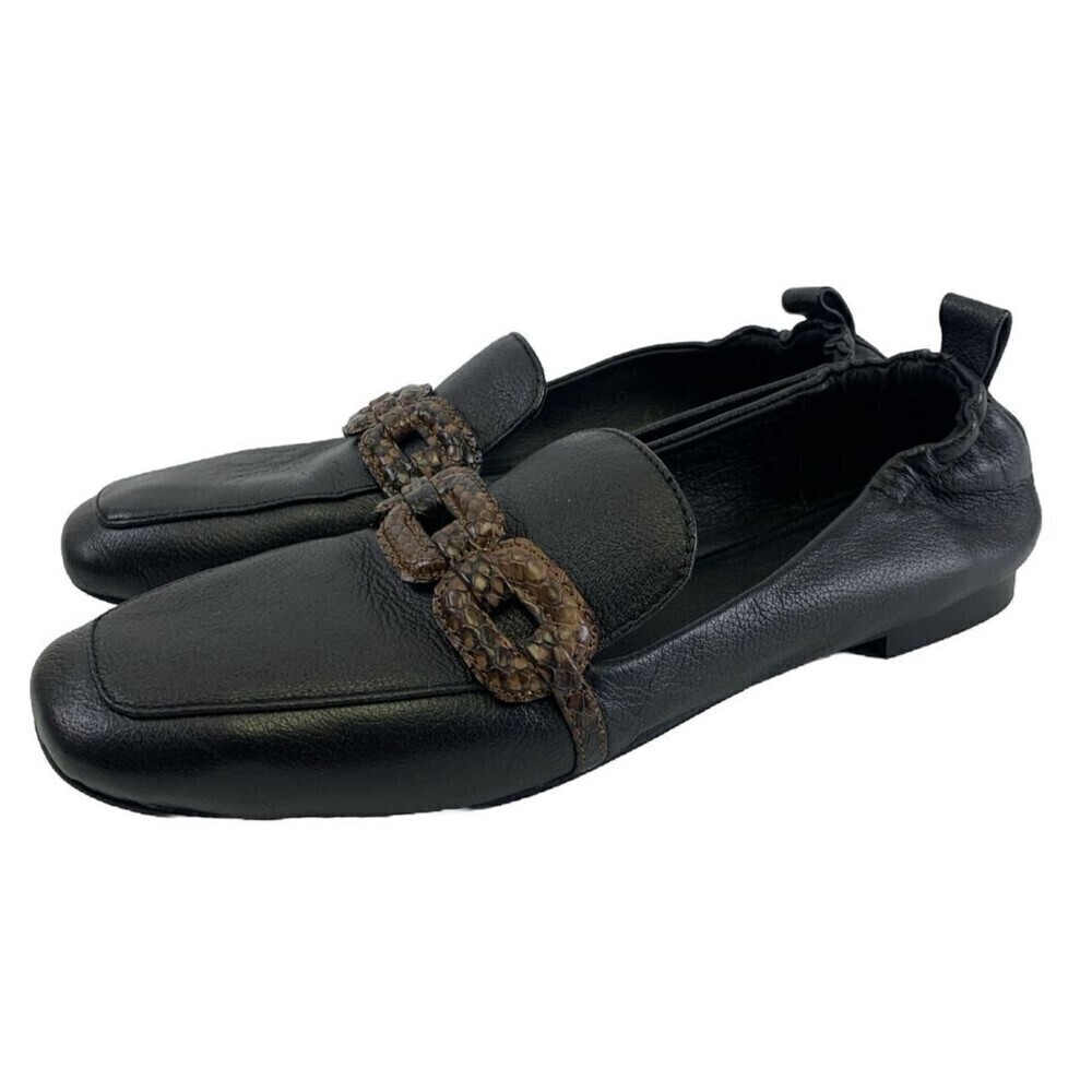 Sanctuary BRIGHT Loafer Black Leather Slip On Square Toe Leather Links Women 8.5